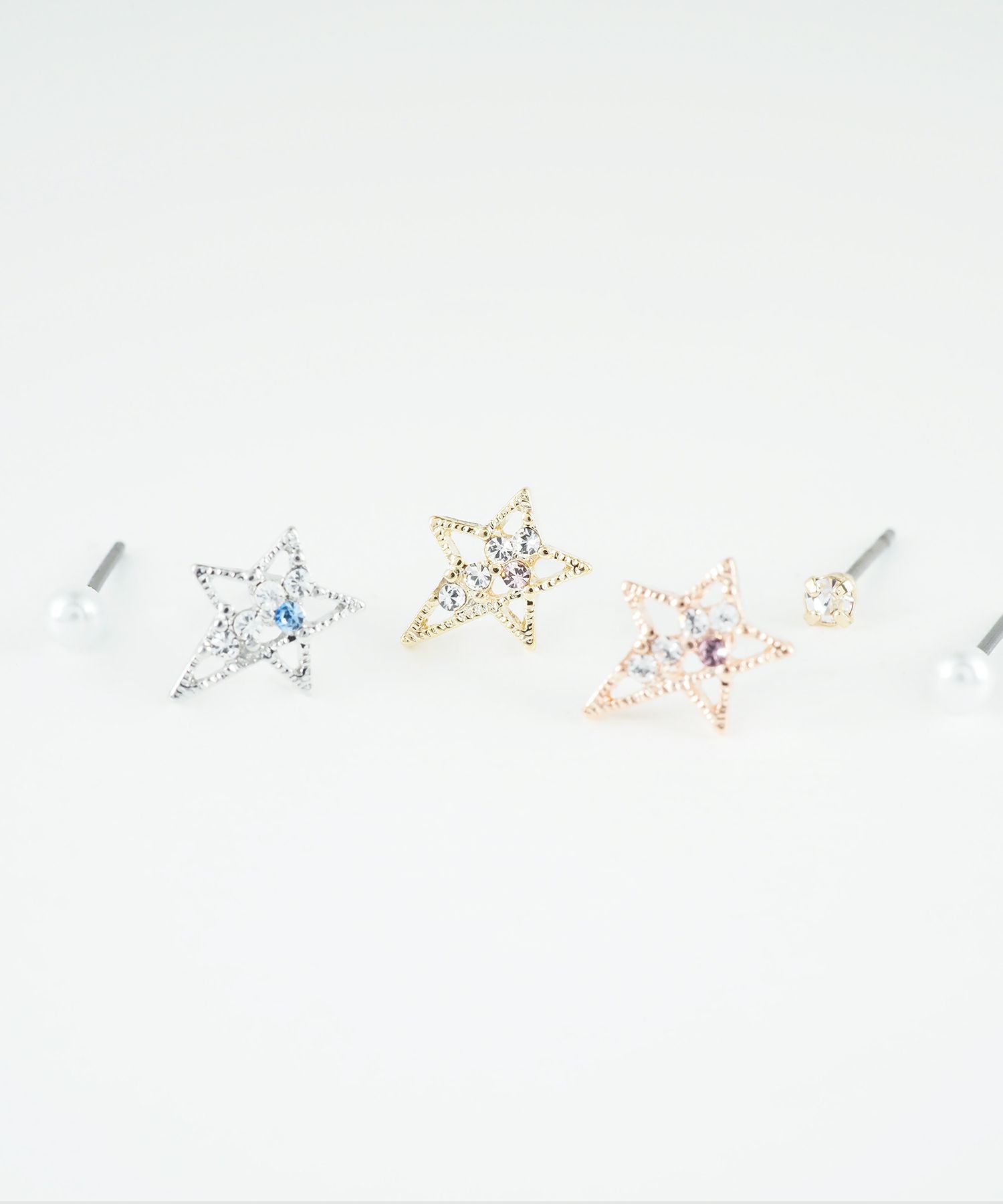 スタービジューセットチタンポストピアス