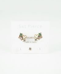 プチハートビジューセットチタンポストピアス