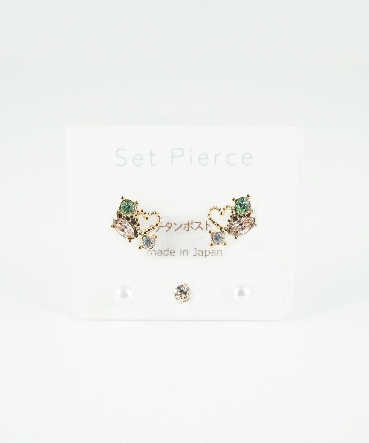 プチハートビジューセットチタンポストピアス