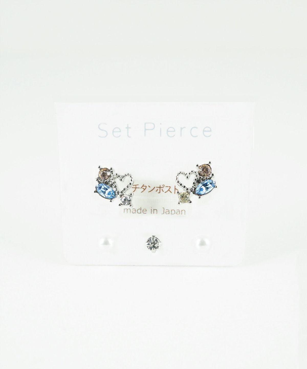 プチハートビジューセットチタンポストピアス