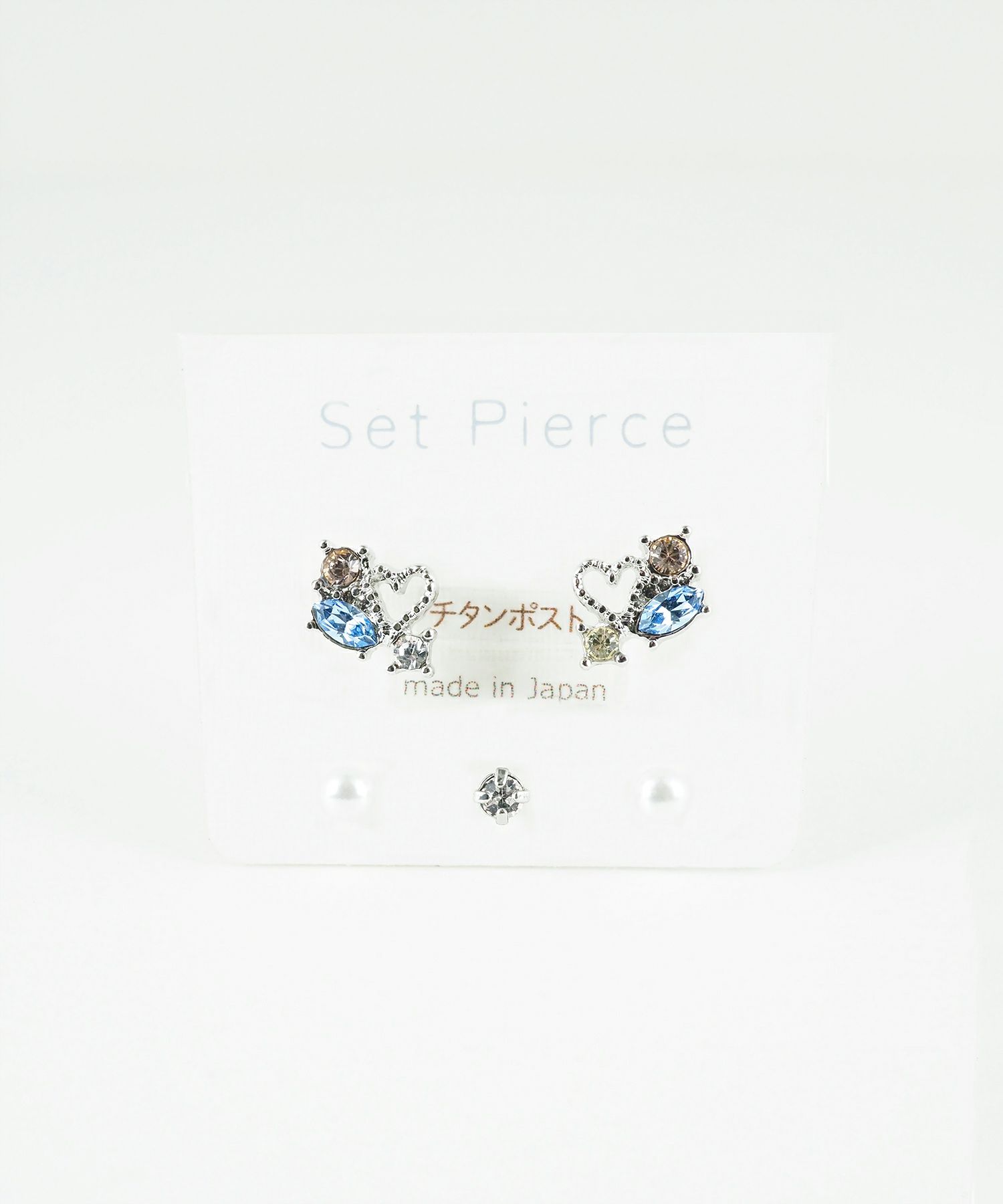 プチハートビジューセットチタンポストピアス