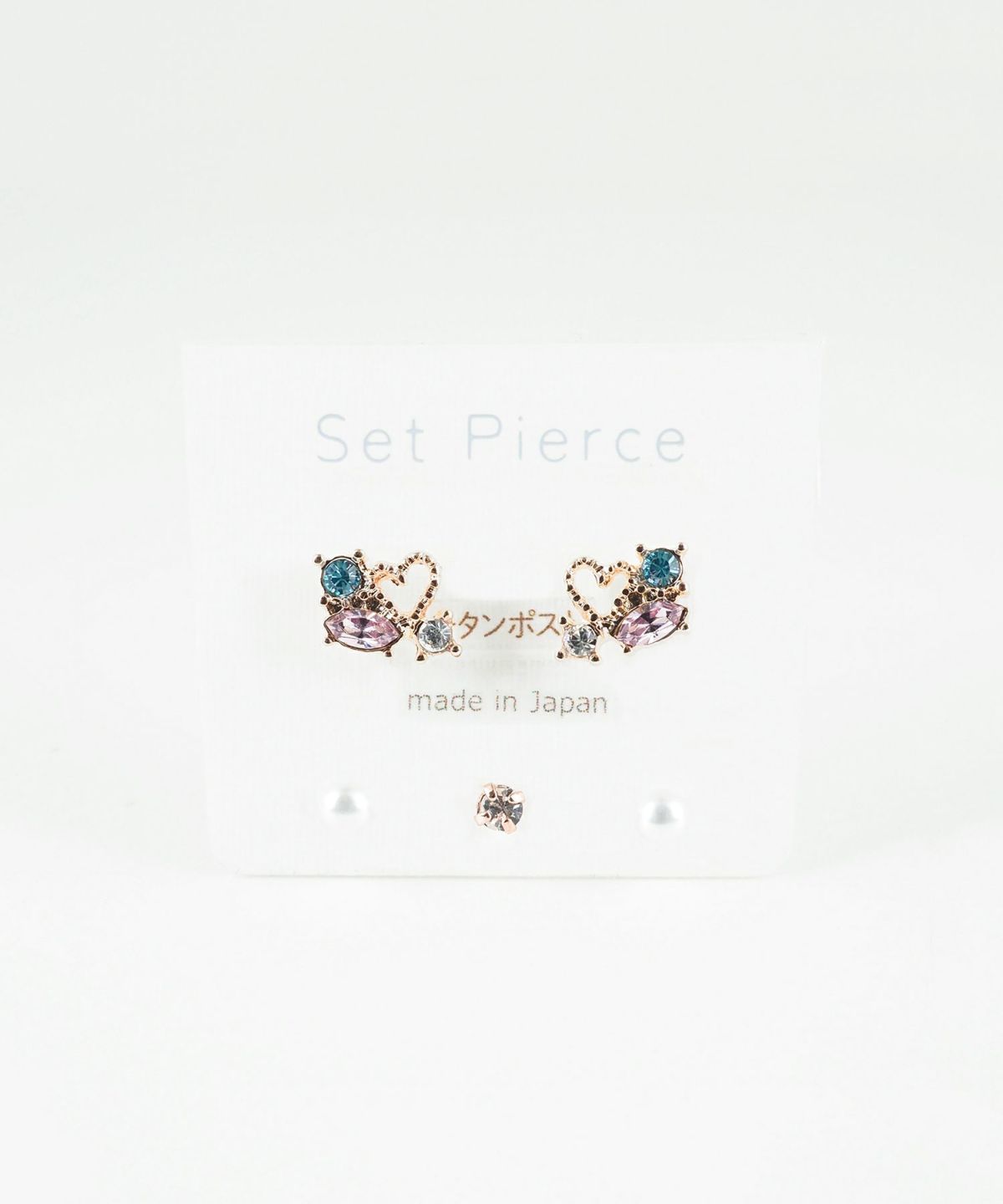 プチハートビジューセットチタンポストピアス