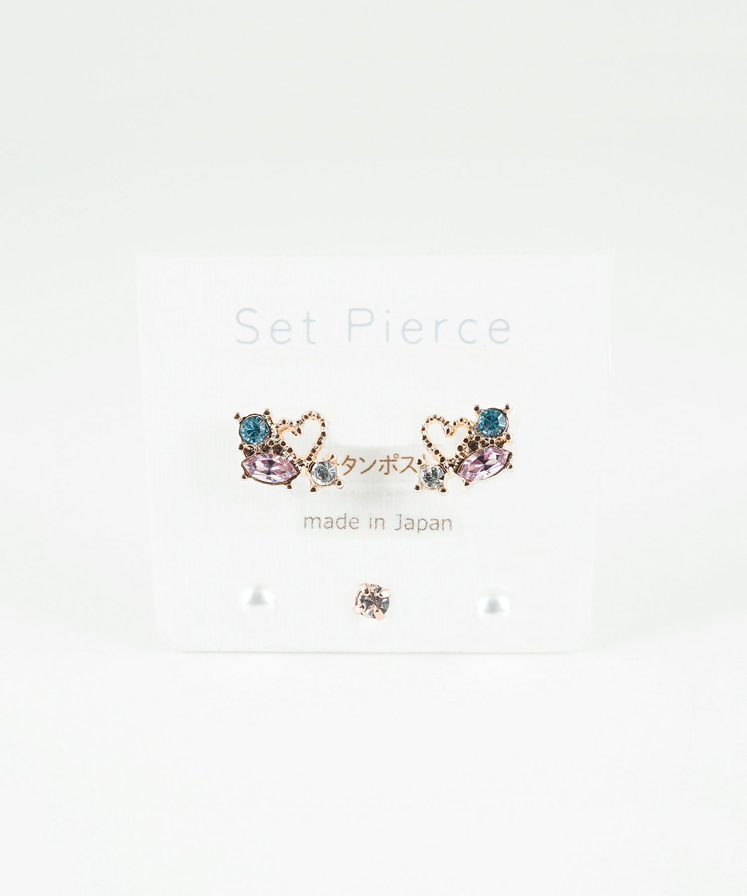 プチハートビジューセットチタンポストピアス