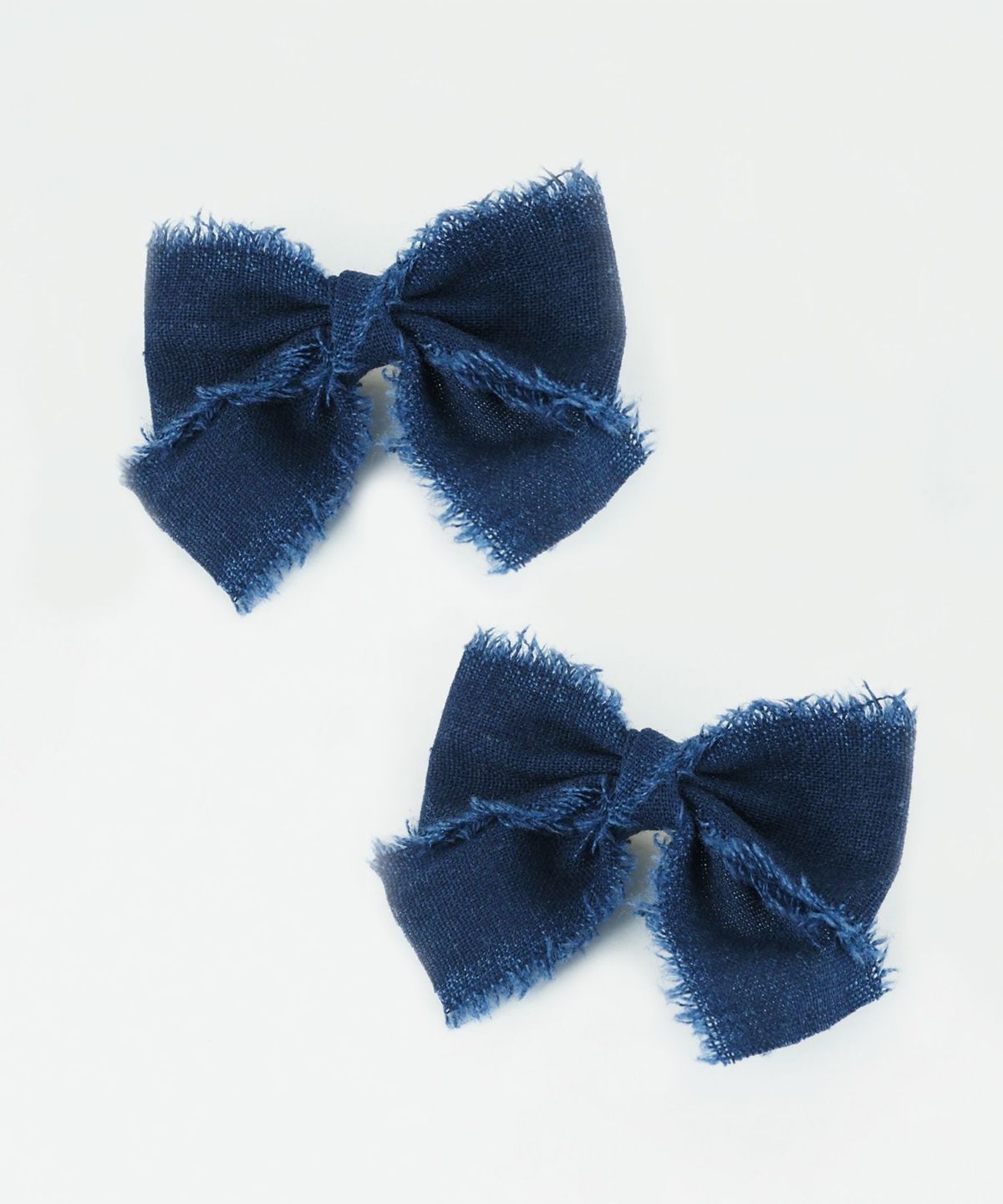 フリンジデニムリボン2Pセットヘアクリップ