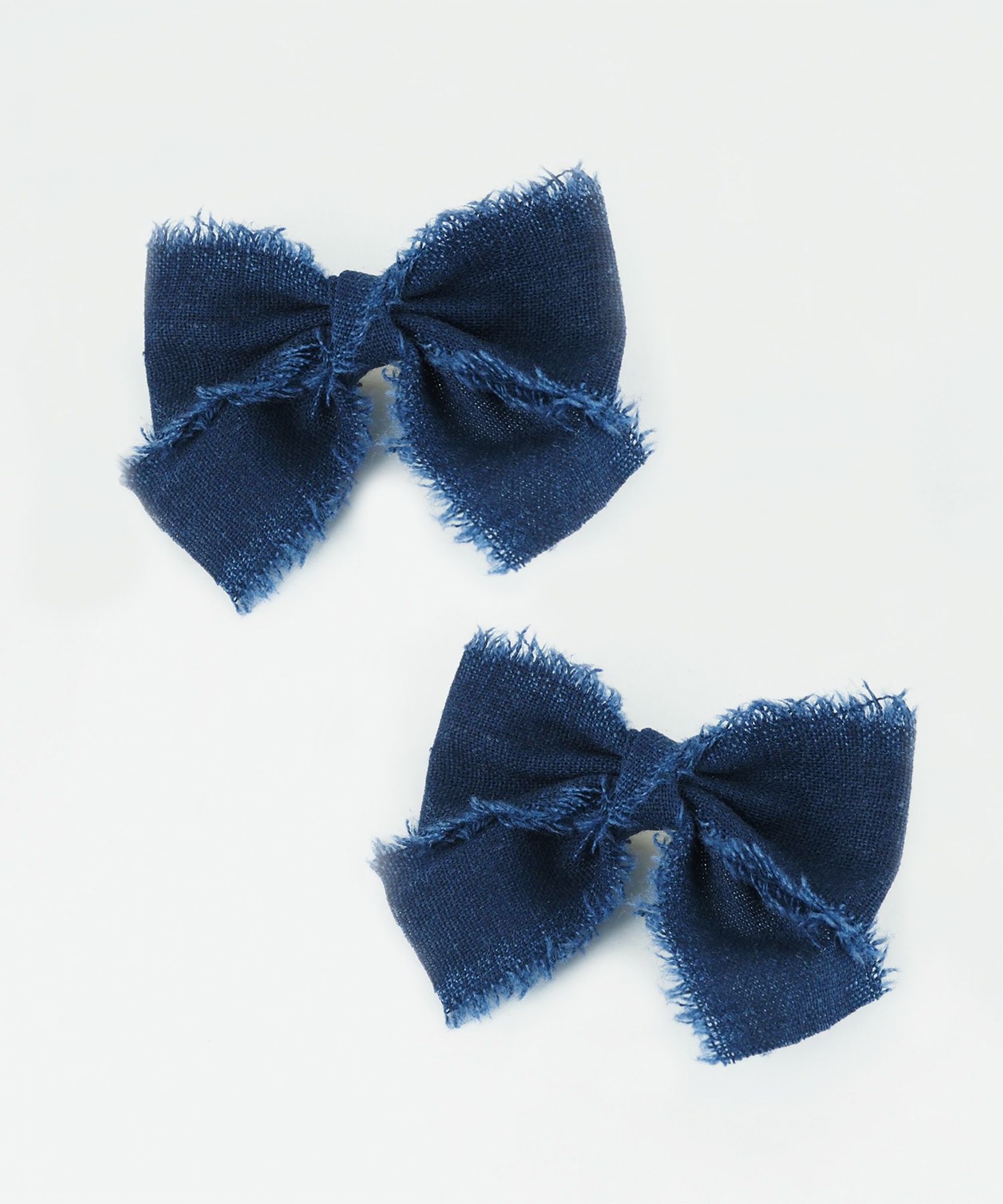 フリンジデニムリボン2Pセットヘアクリップ
