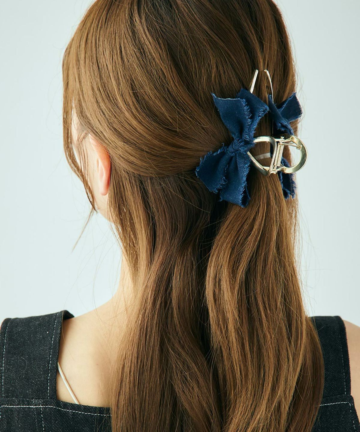 フリンジデニムリボンバンスクリップ
