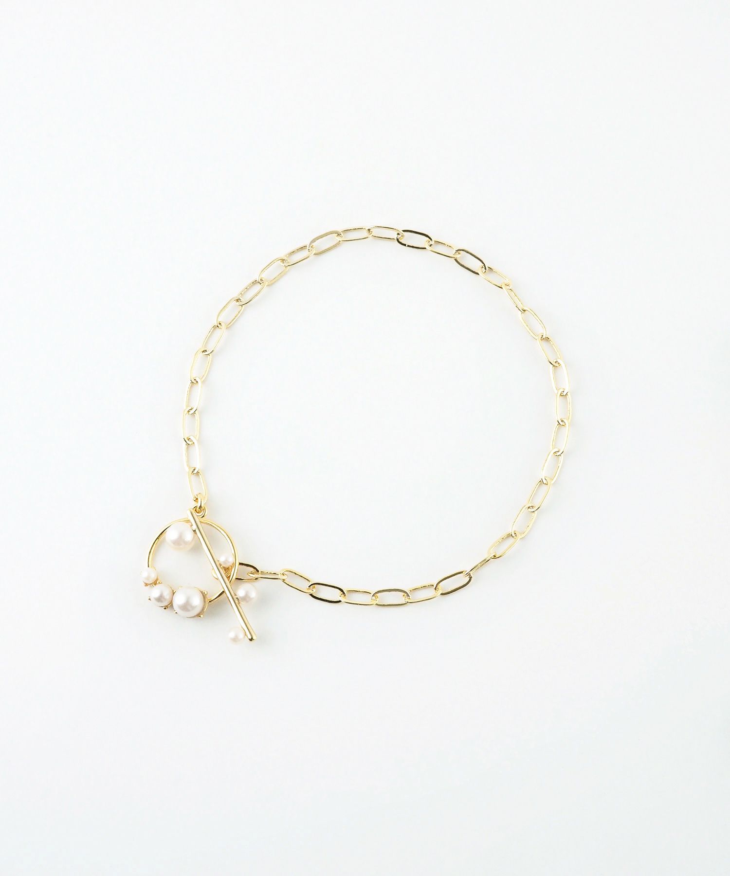 オーバルチェーンパールマンテルブレスレット