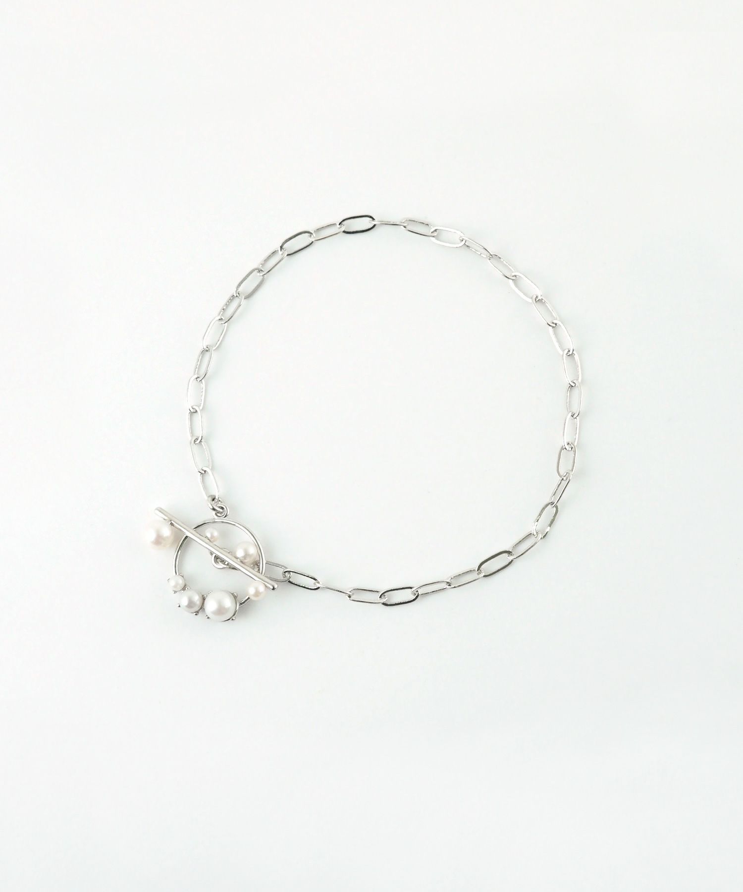 オーバルチェーンパールマンテルブレスレット