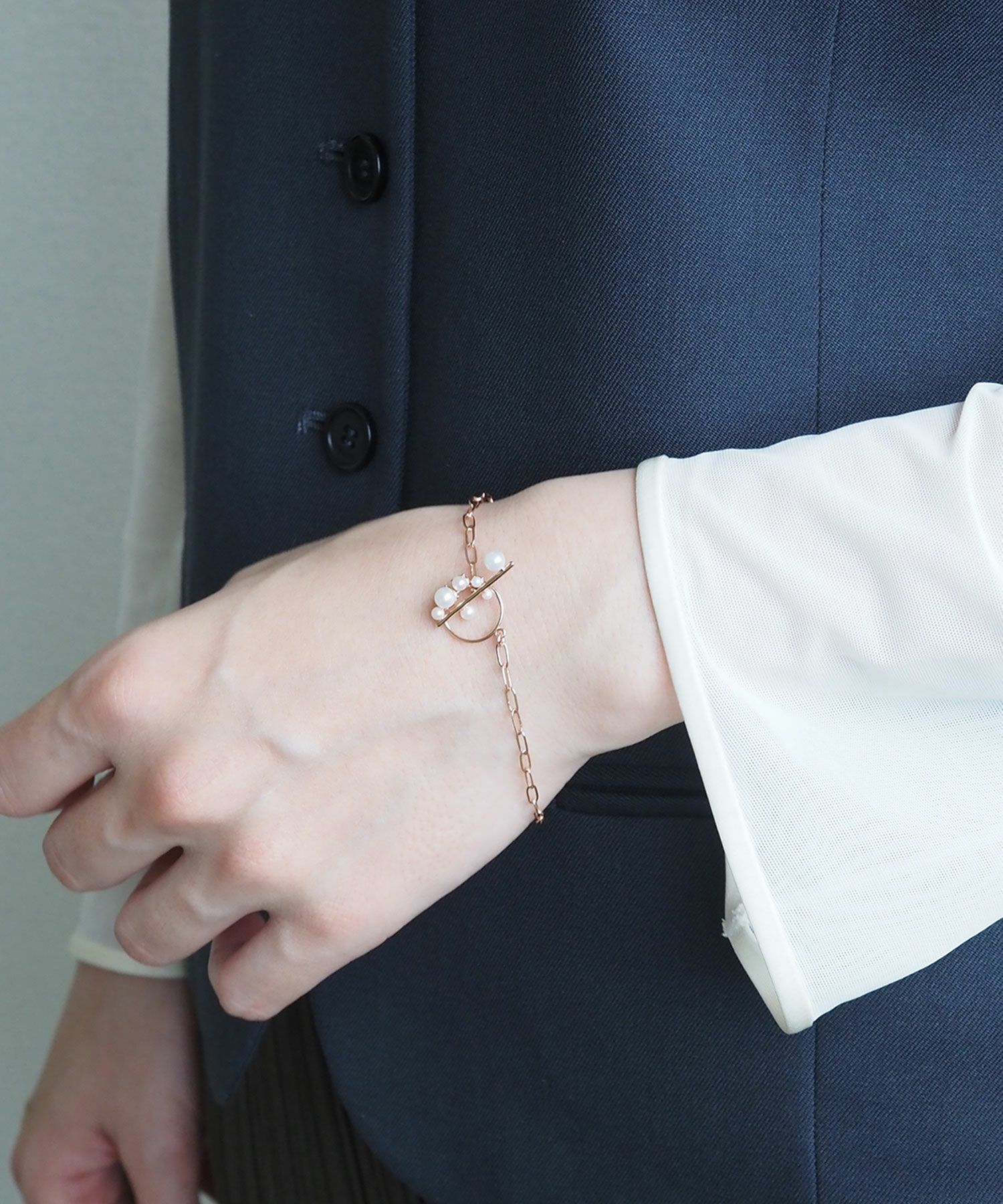 オーバルチェーンパールマンテルブレスレット