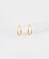 ノットダブルラインフープセラミックポストピアス