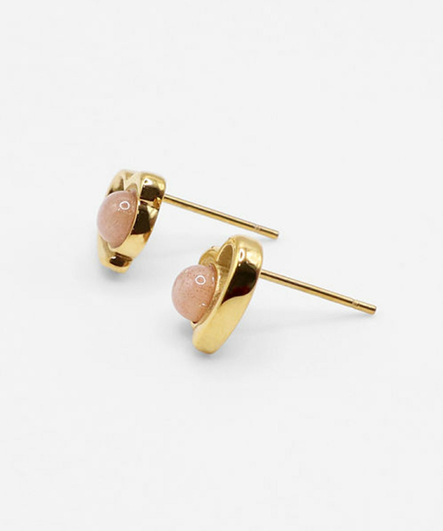 ナチュラルストーンハートドロップサージカルステンレスピアス