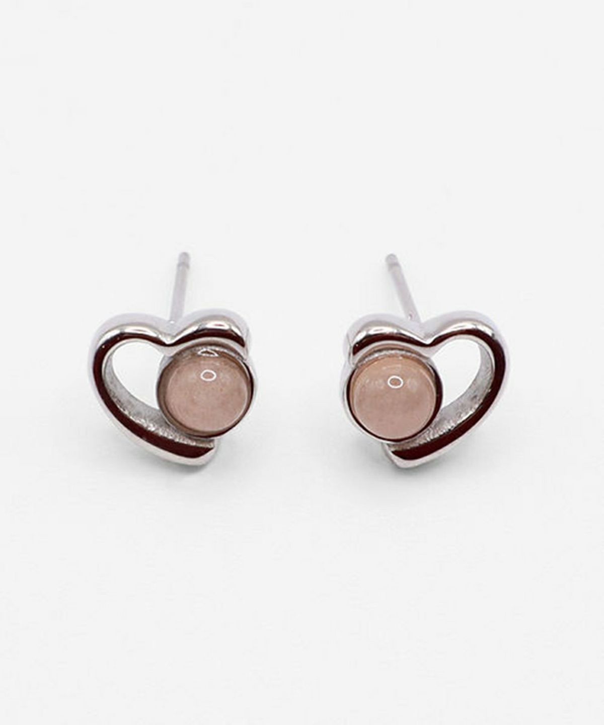 ナチュラルストーンハートドロップサージカルステンレスピアス