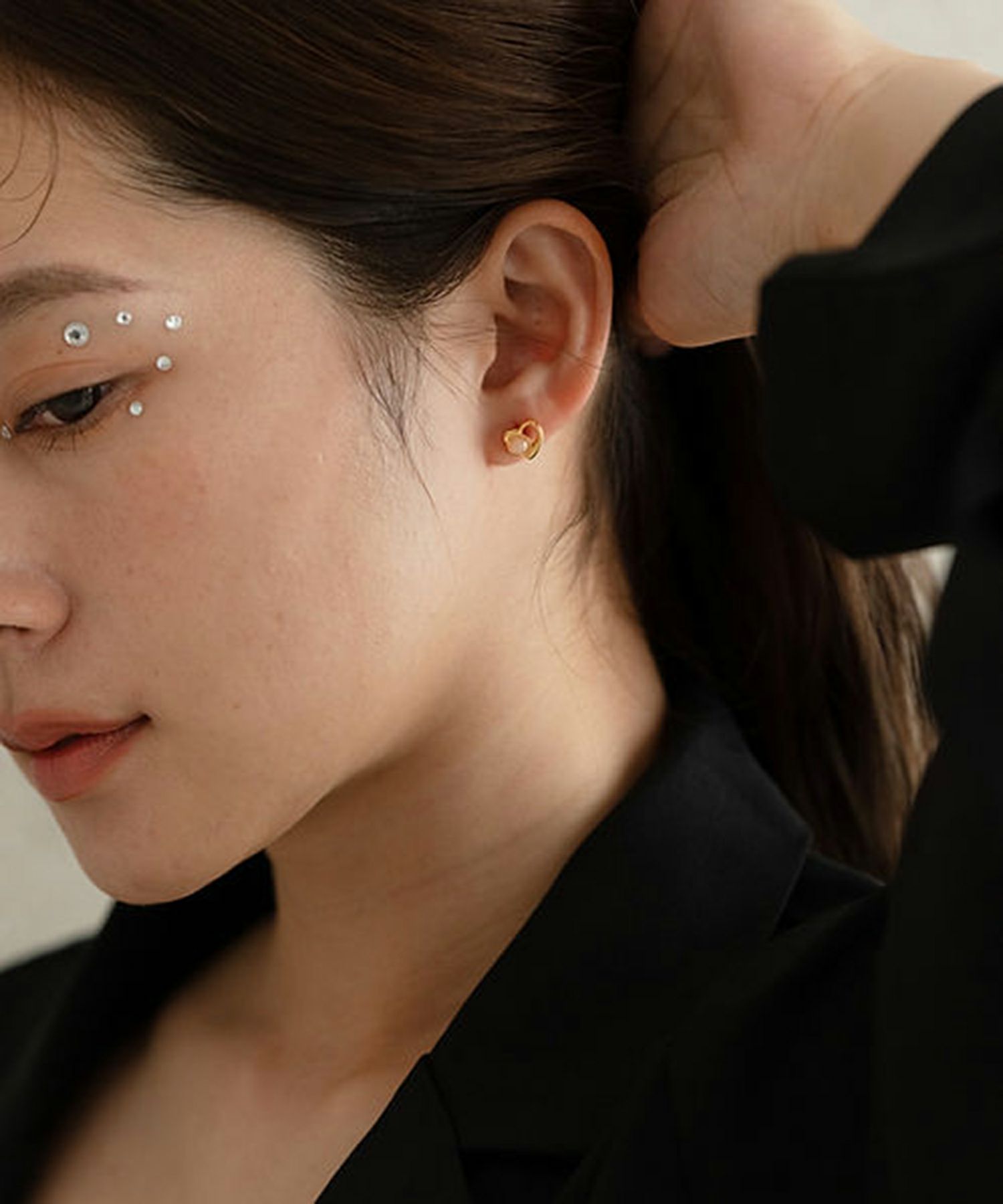 ナチュラルストーンハートドロップサージカルステンレスピアス