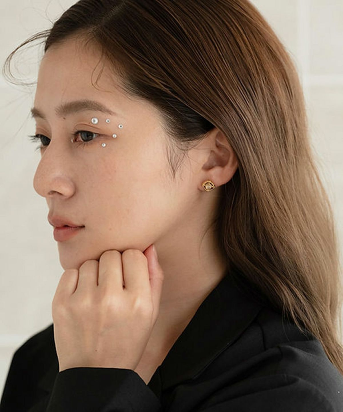 ナチュラルストーンアンティークスクエアサージカルステンレスピアス