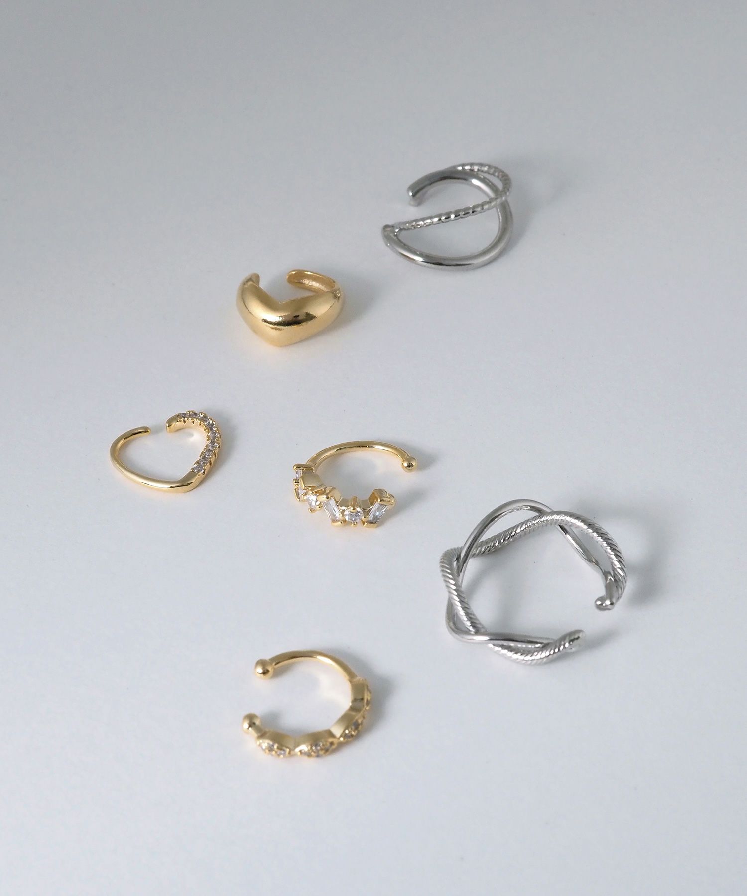 ダブルストーンセットイヤーカフ