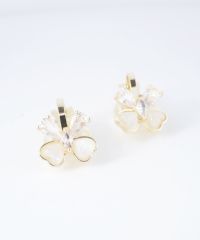 リボンキャッツアイクリップイヤリング