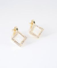 スクエアキャッツアイクリップイヤリング