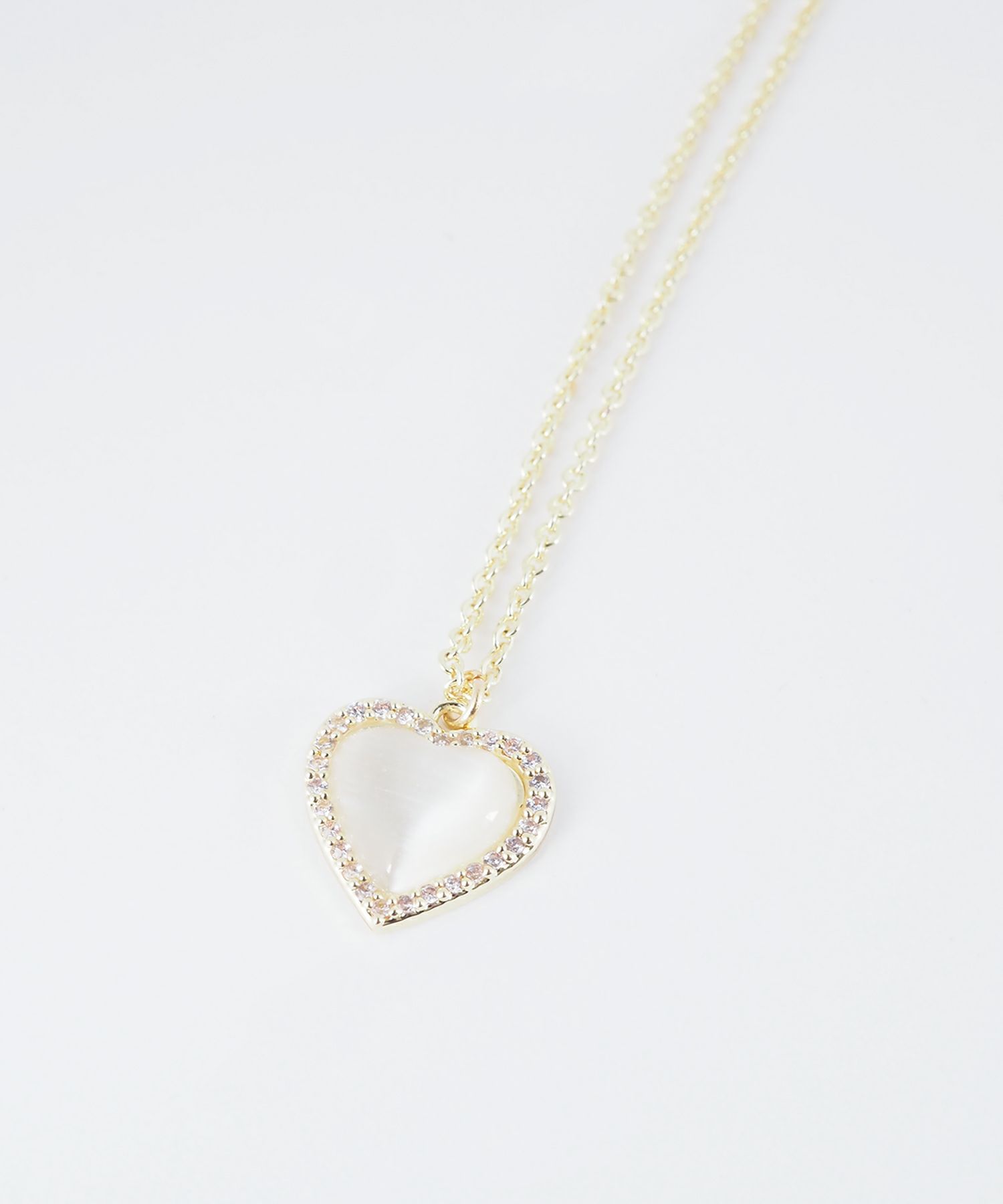 パヴェハートキャッツアイネックレス