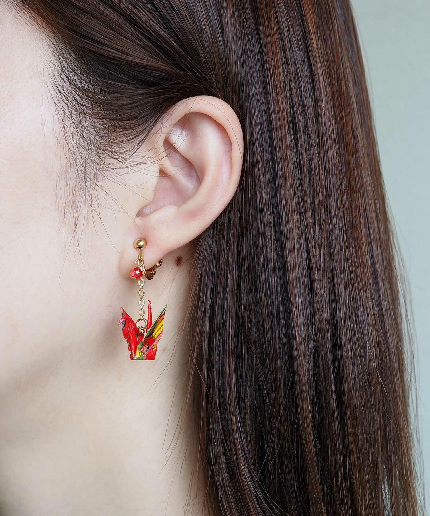 友禅和紙鶴イヤリング