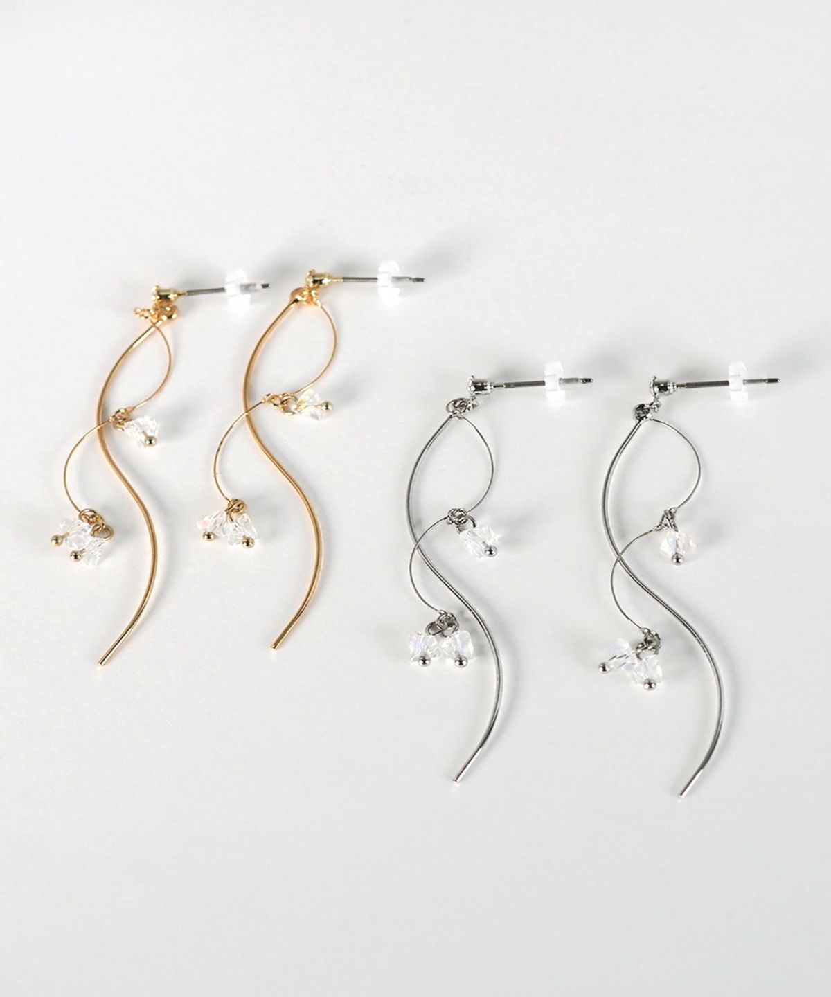 ロングクリアピュアチタンポストピアス【ISS】