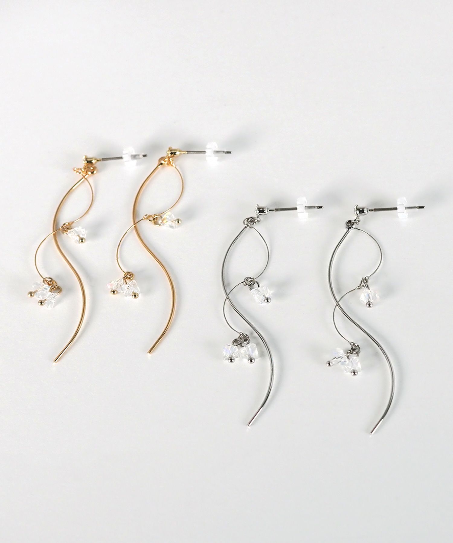 ロングクリアピュアチタンポストピアス【ISS】