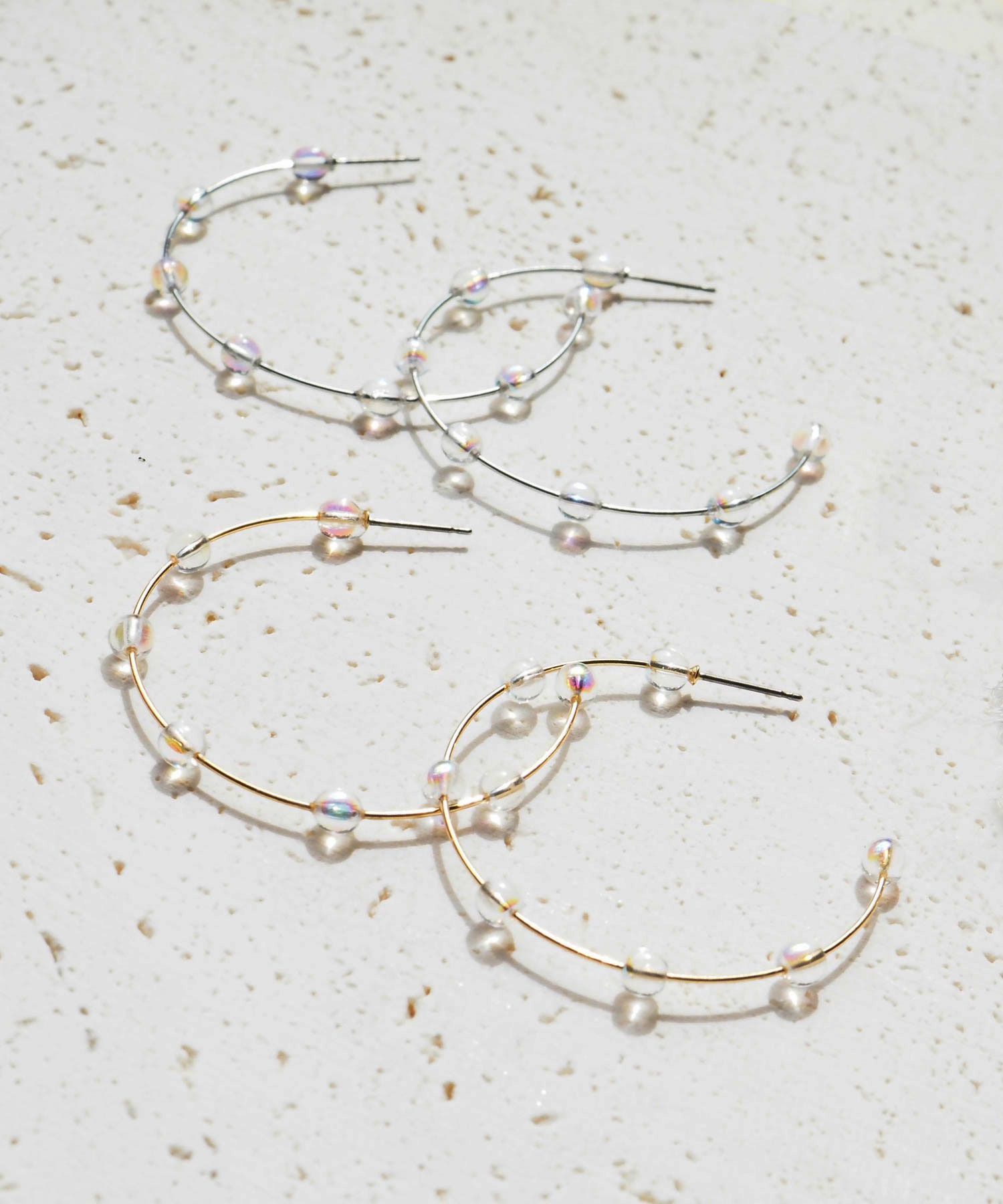 ビッグフープクリアピュアチタンポストピアス【ISS】