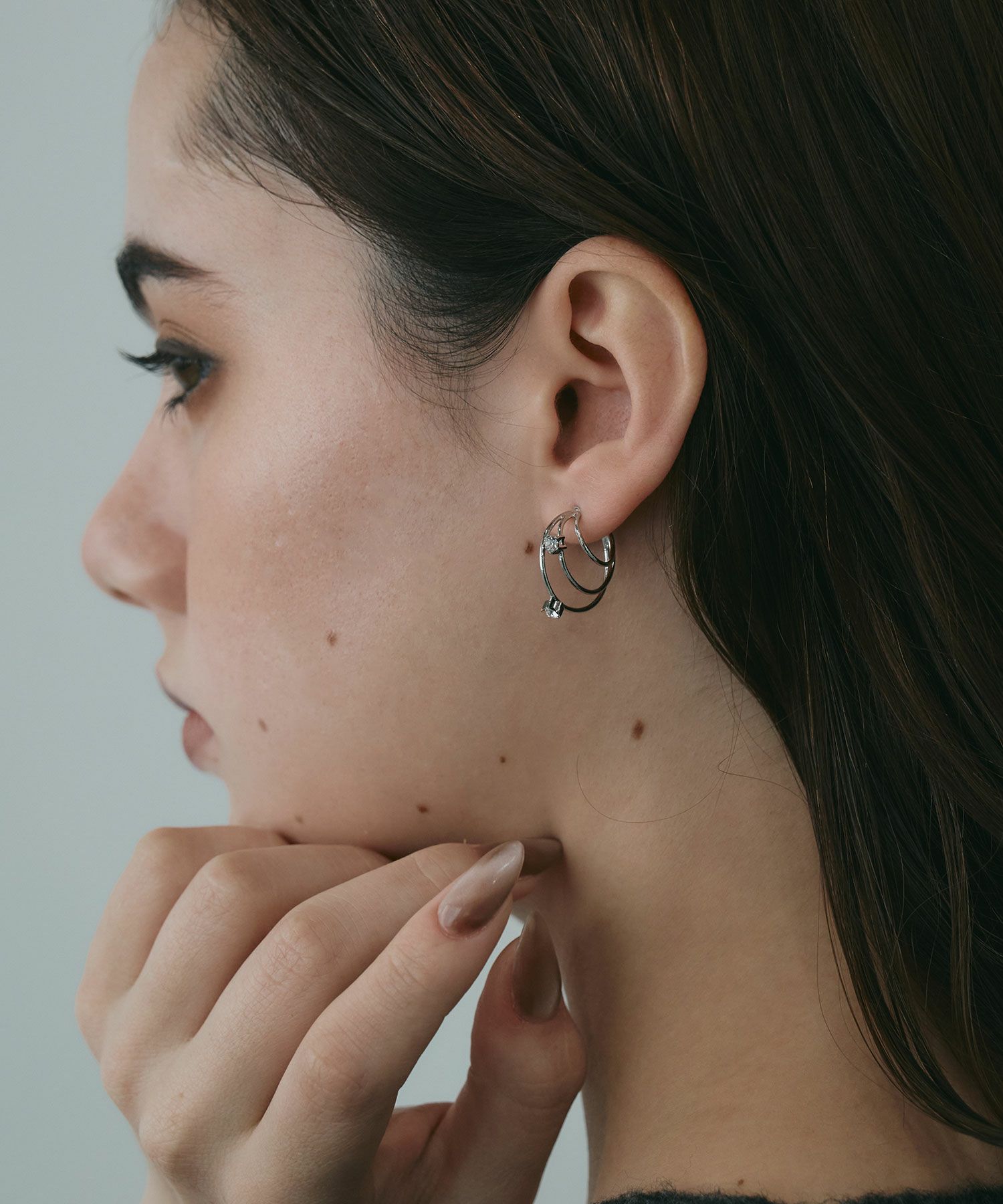 ガラスフープピュアチタンポストピアス【ISS】