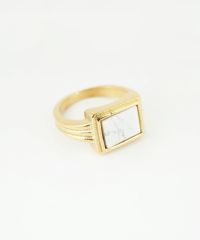 スクエアカラーストーンステンレスリング【Zoule】