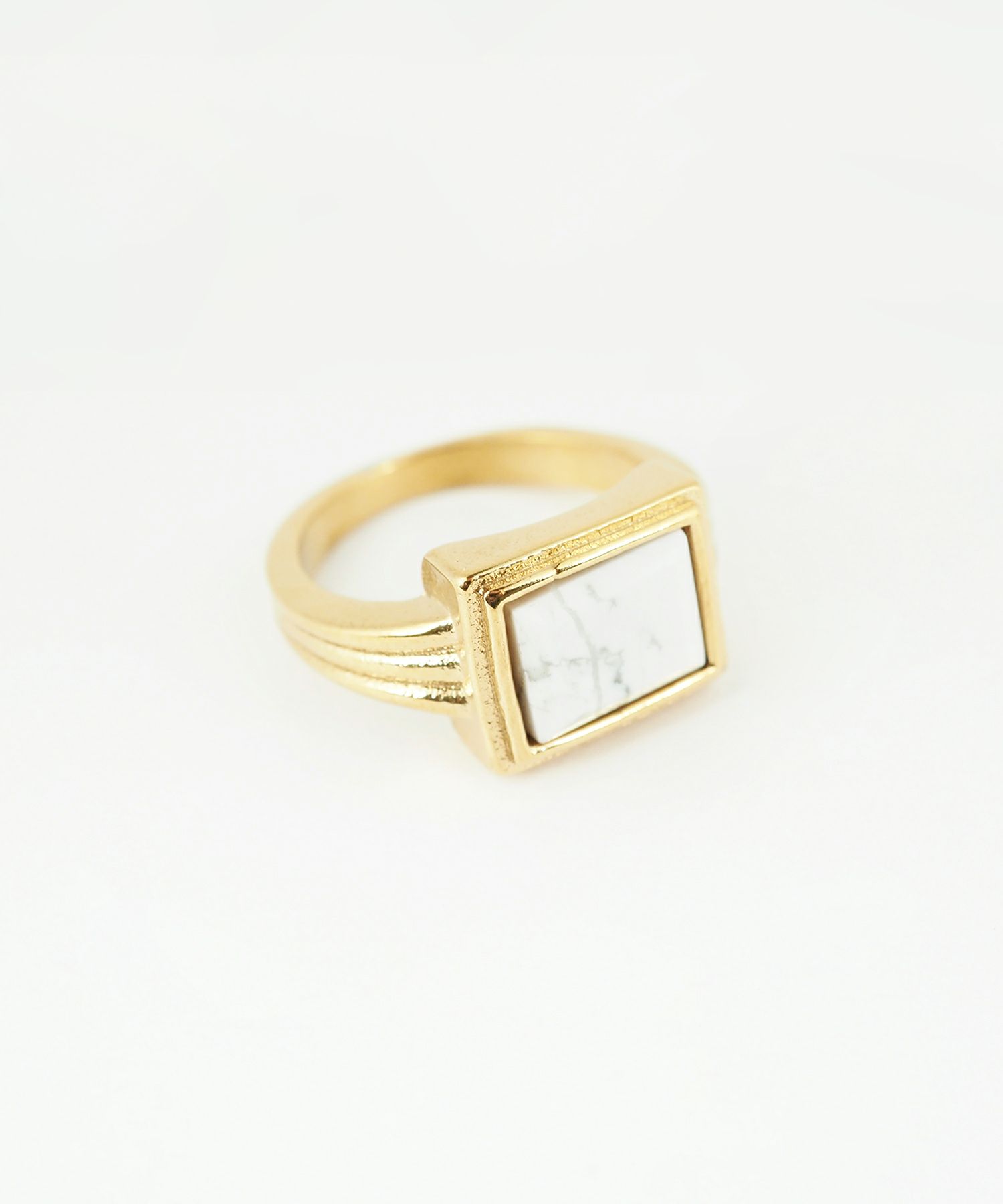 スクエアカラーストーンステンレスリング【Zoule】