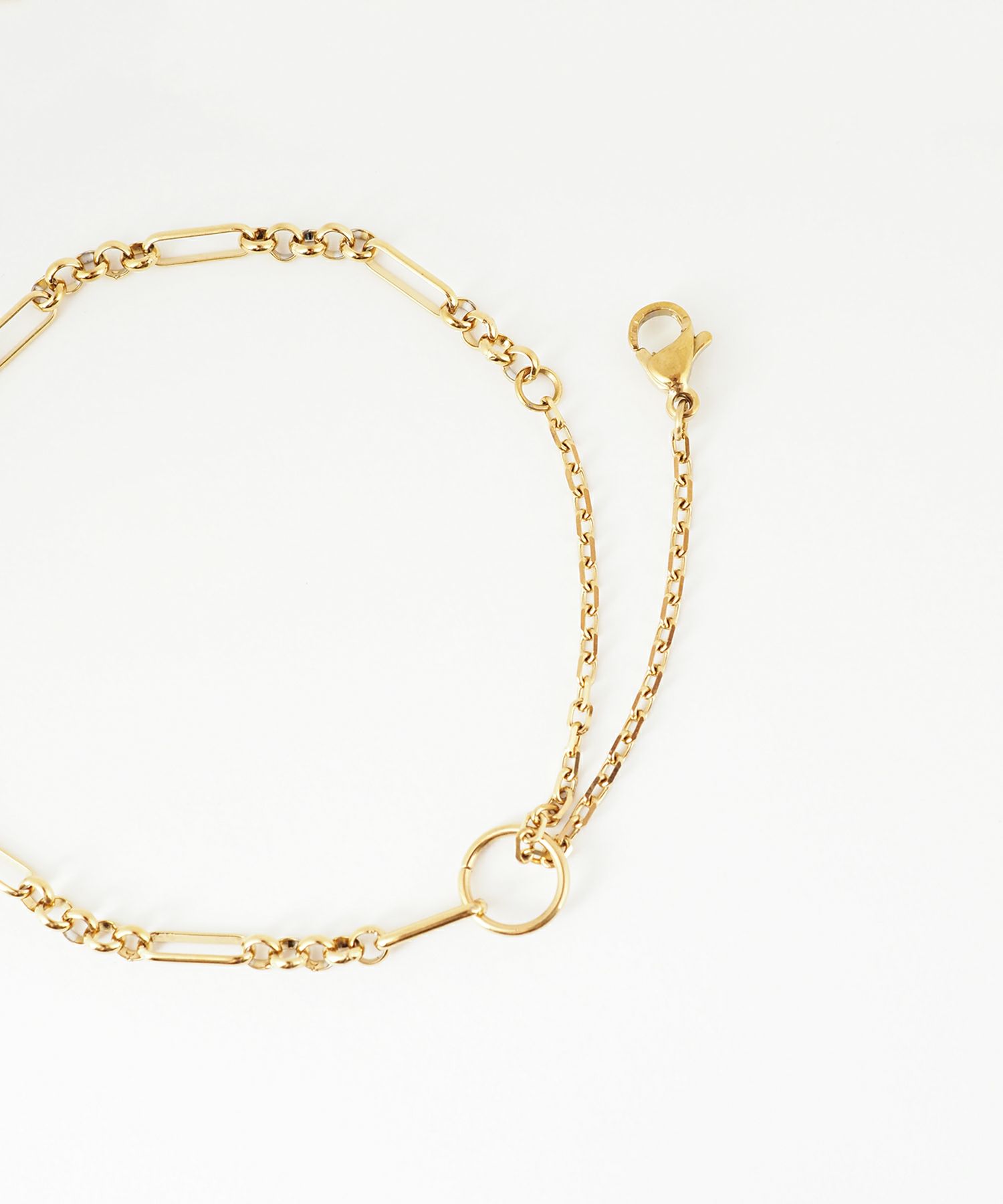 ミックスチェーン2wayステンレスブレスレット・アンクレット【Zoule】