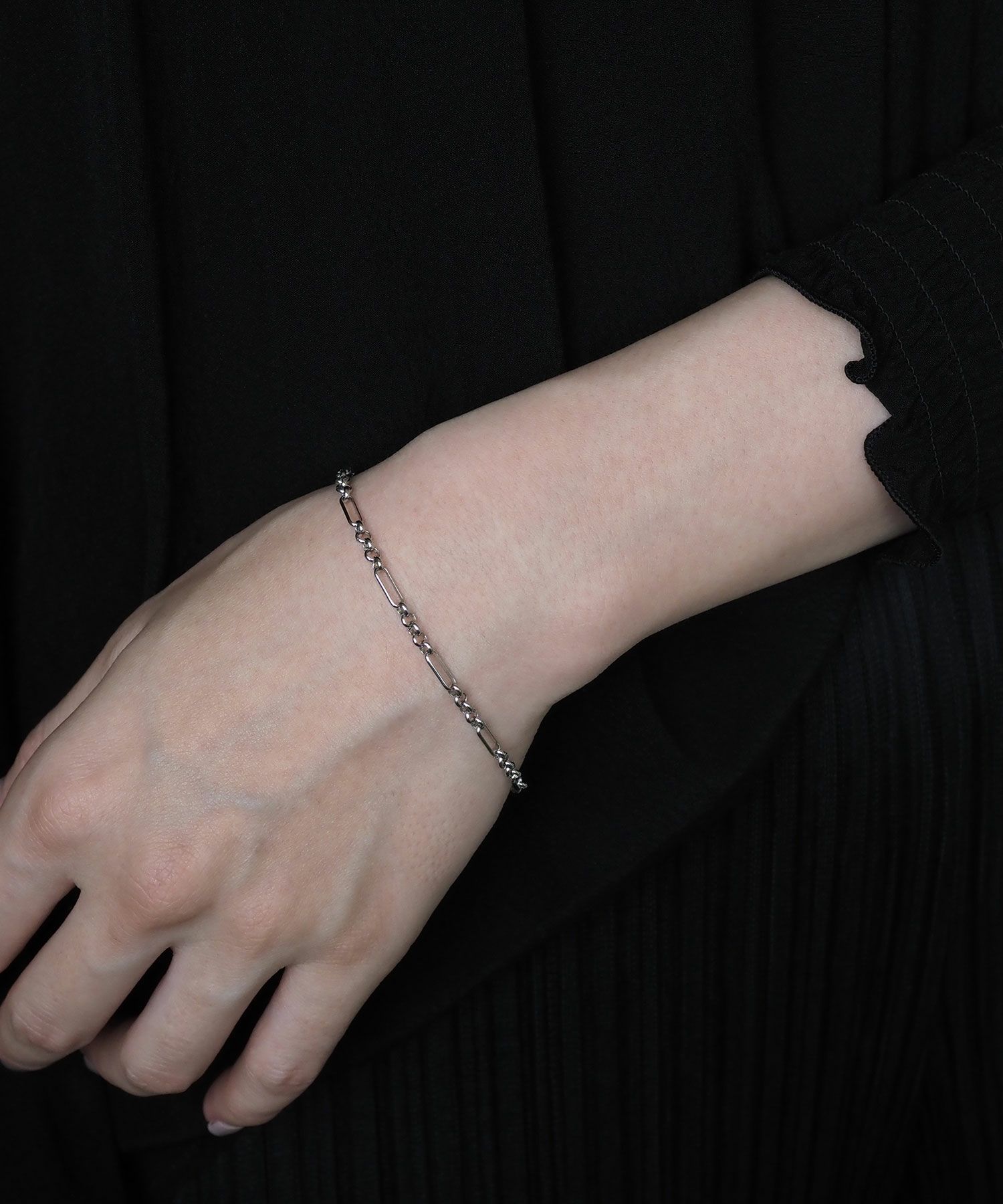 ミックスチェーン2wayステンレスブレスレット・アンクレット【Zoule】