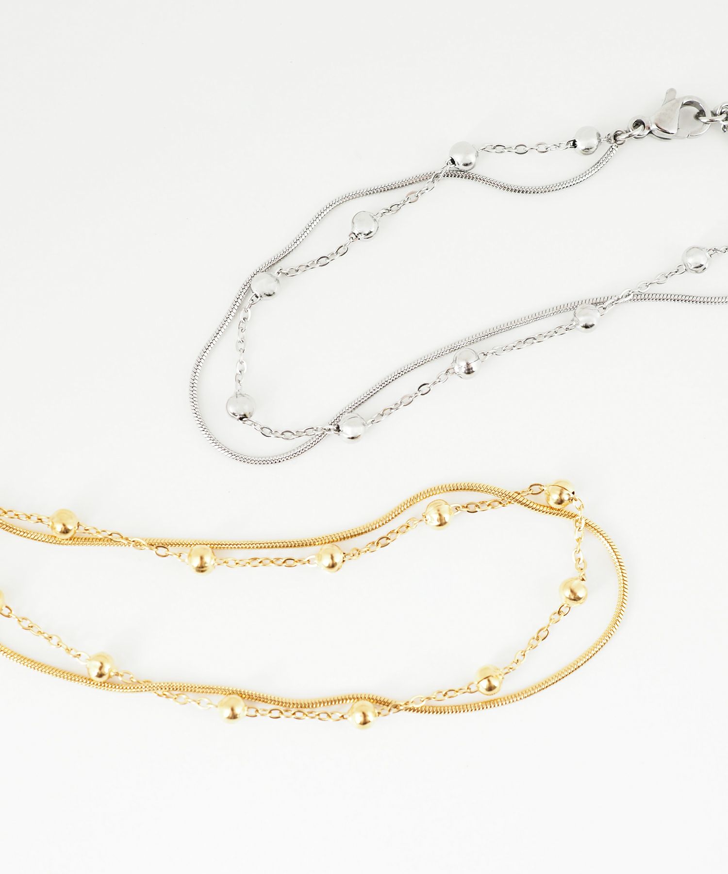 ボールチェーン2連ステンレスブレスレット【Zoule】