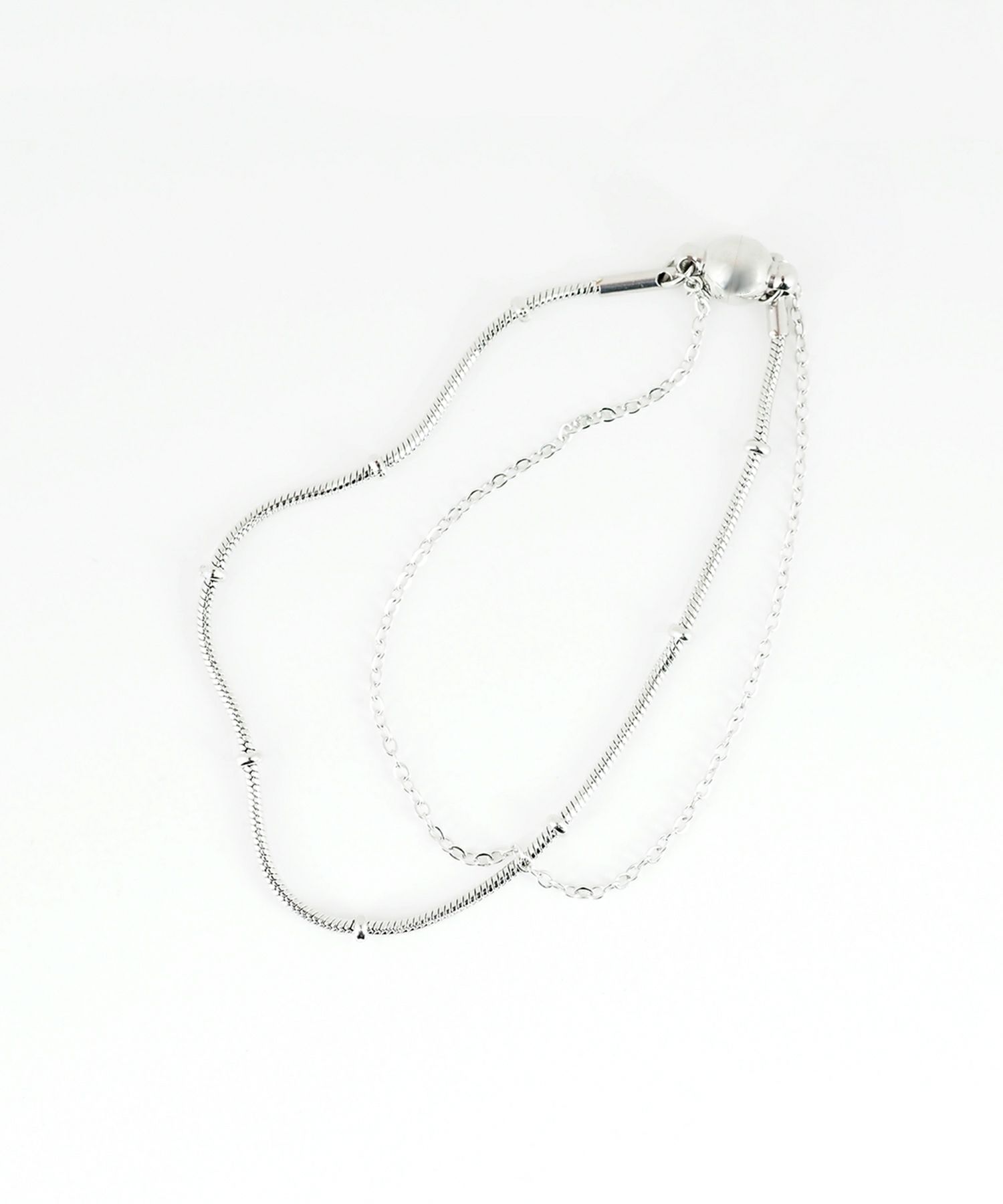 ステーションスネークチェーン2連マグネットステンレスブレスレット