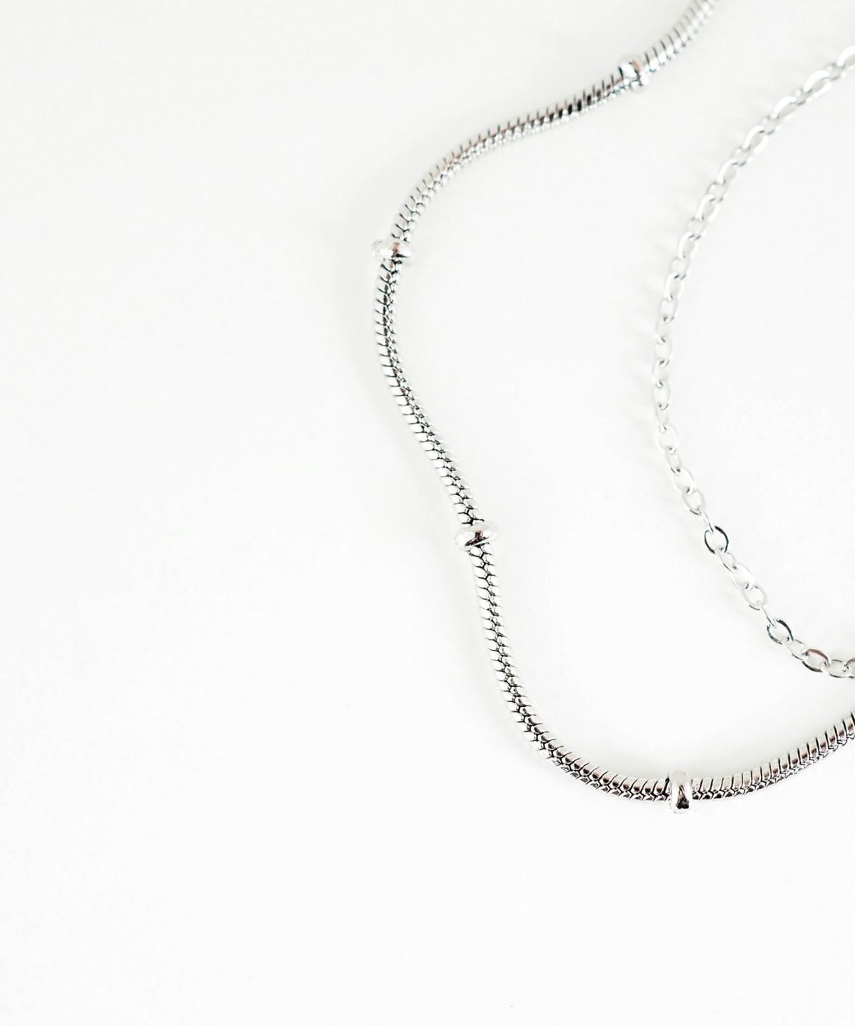 ステーションスネークチェーン2連マグネットステンレスブレスレット