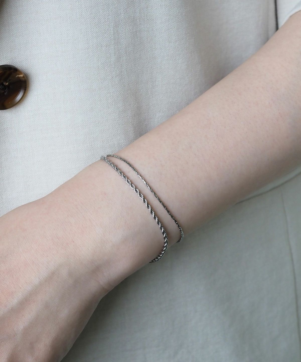 パイプロープチェーン2連マグネットステンレスブレスレット