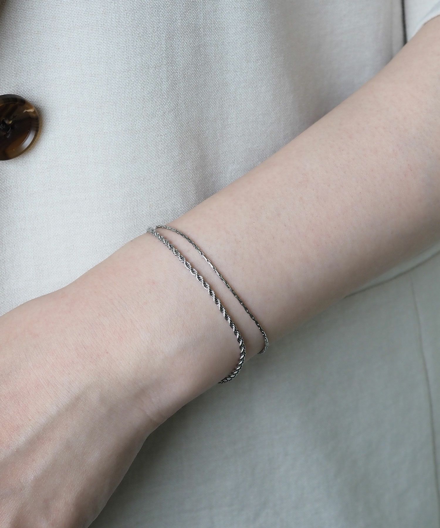 パイプロープチェーン2連マグネットステンレスブレスレット