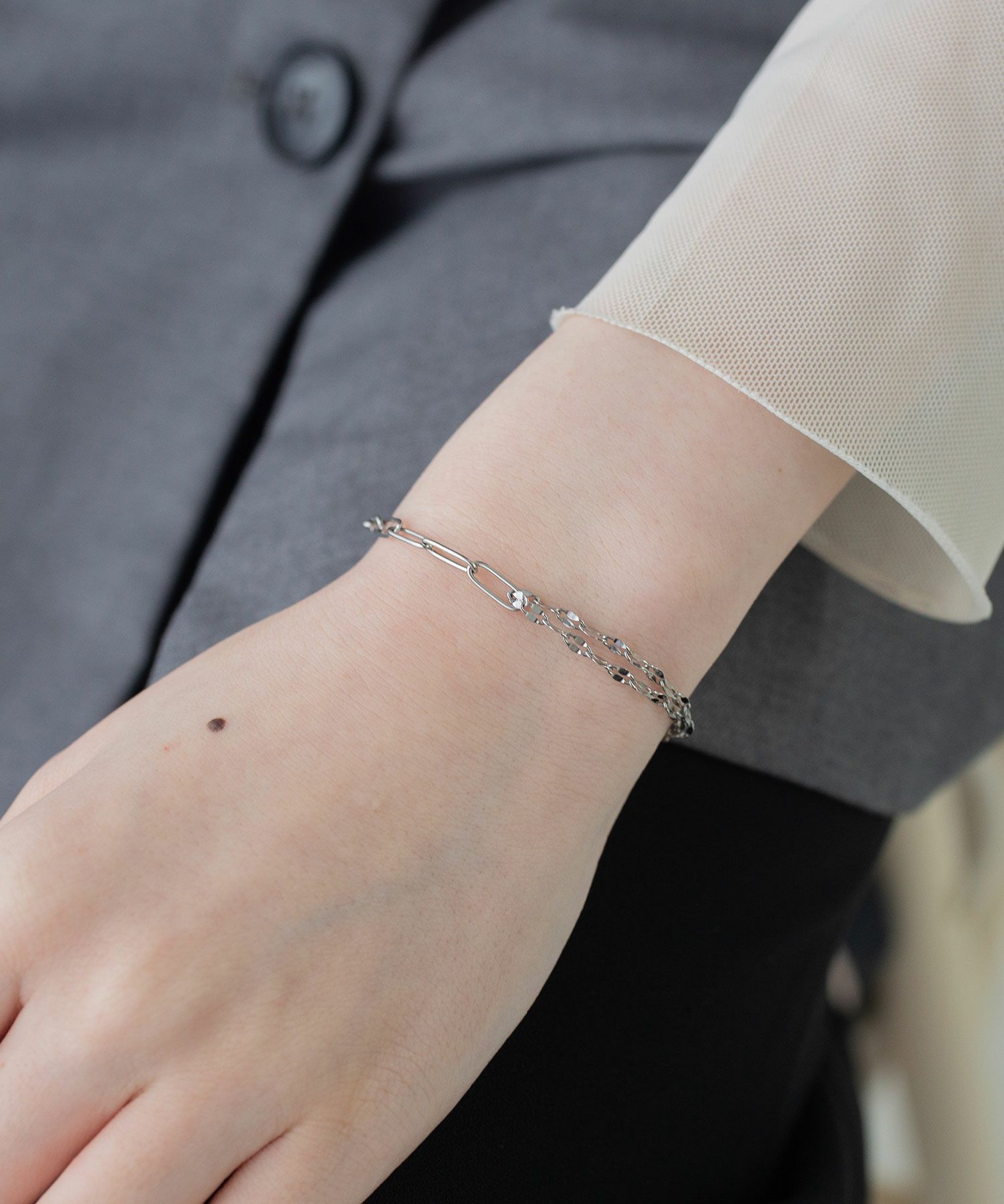 ミックスチェーンマグネットステンレスブレスレット