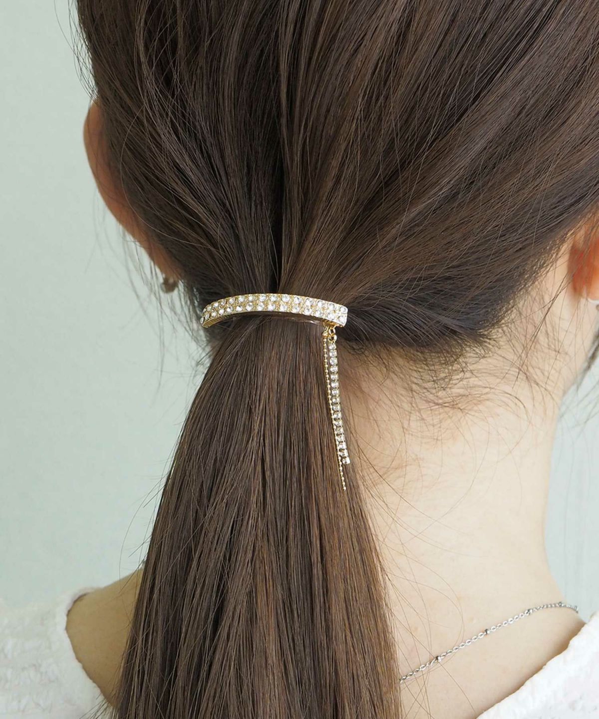 ラインストーンチェーンポニーフック