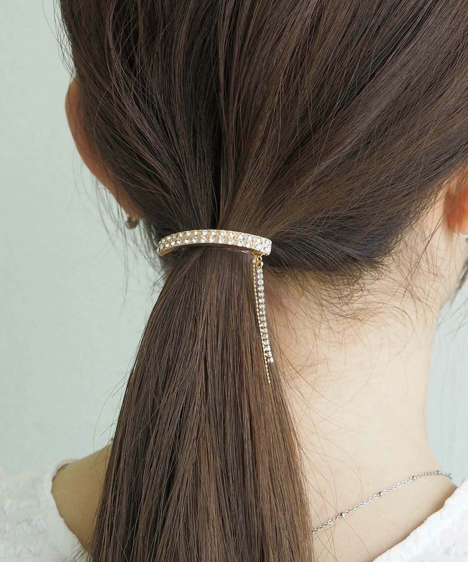 ラインストーンチェーンポニーフック