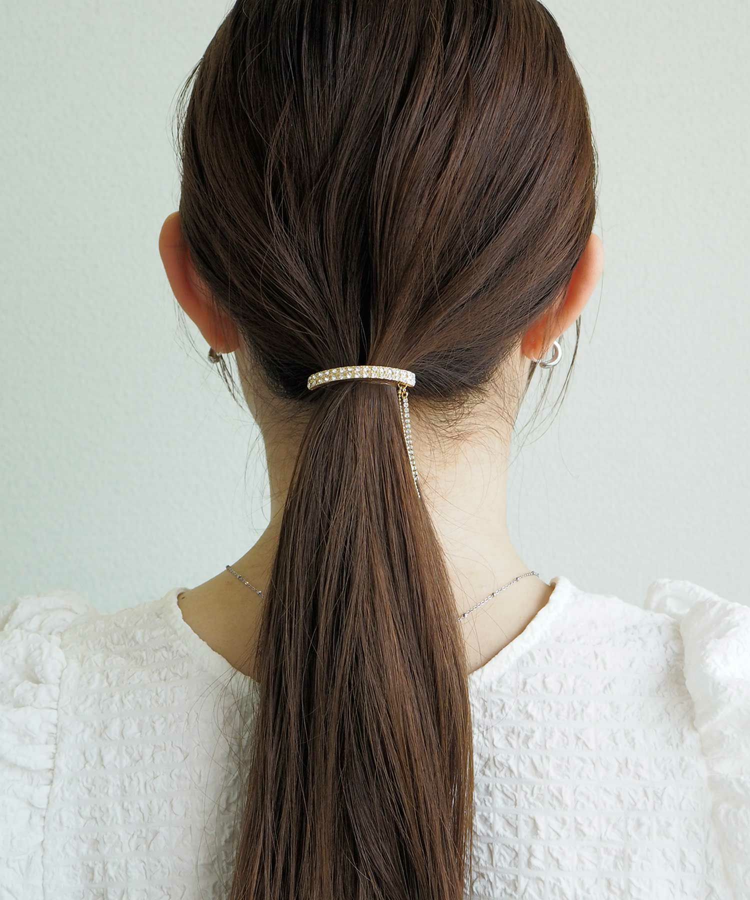 ラインストーンチェーンポニーフック