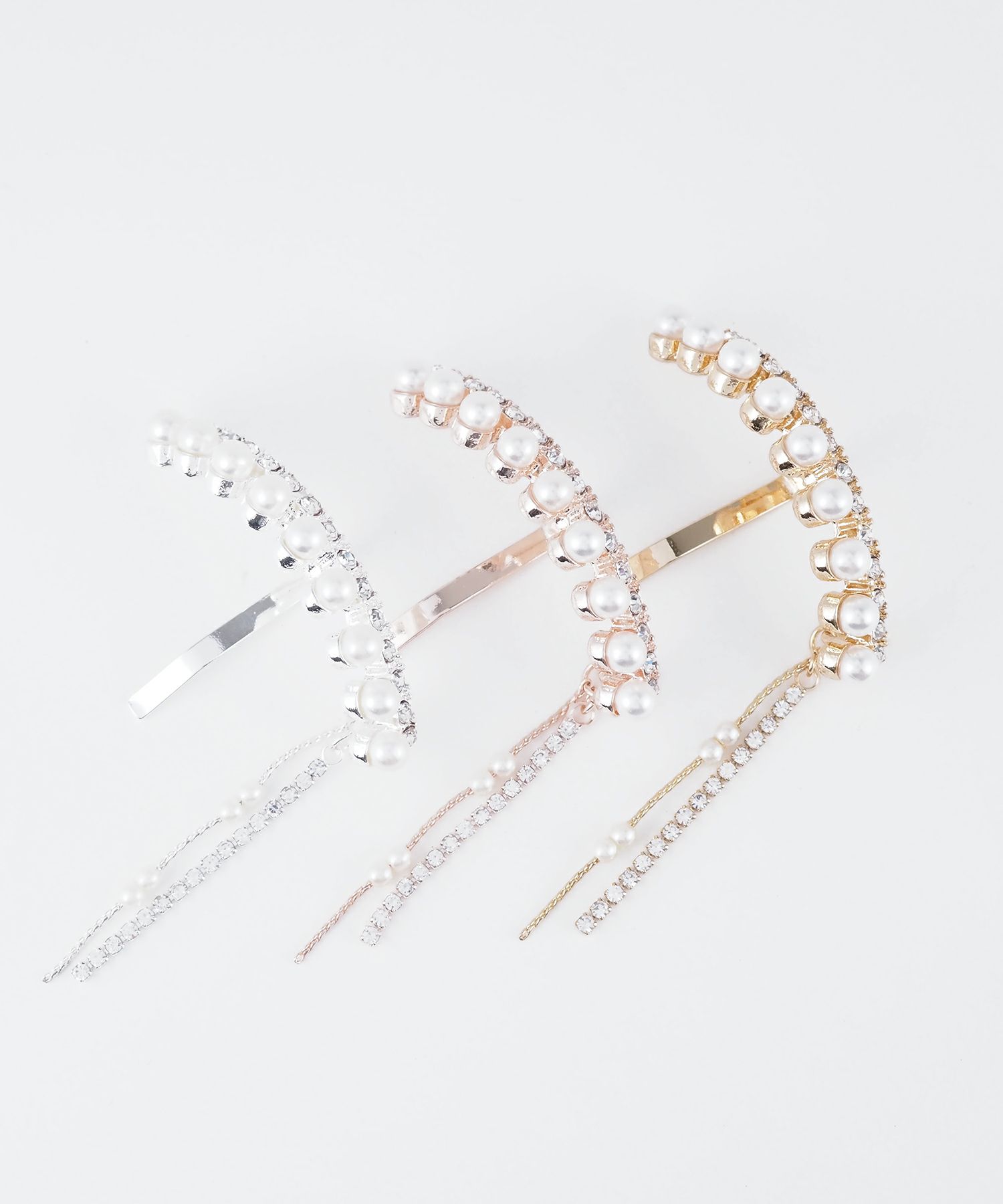 パールラインストーンチェーンポニーフック