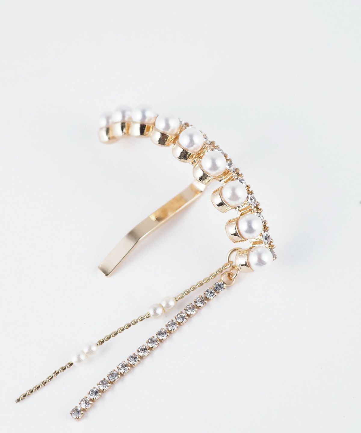 パールラインストーンチェーンポニーフック