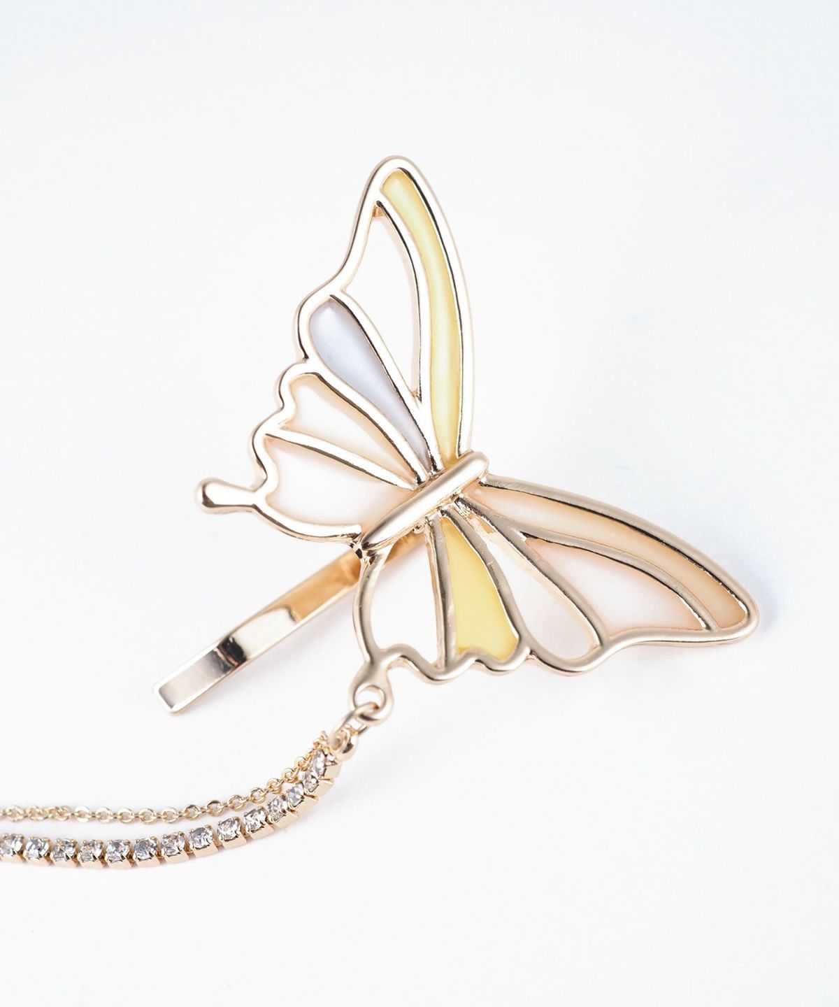 バタフライラインストーンチェーンポニーフック