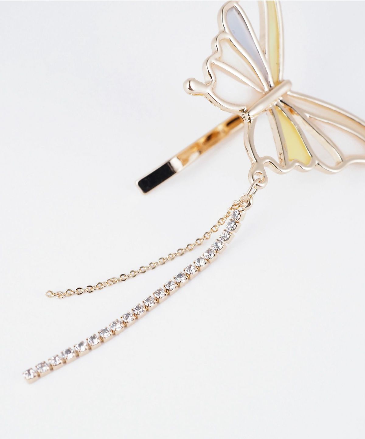 バタフライラインストーンチェーンポニーフック