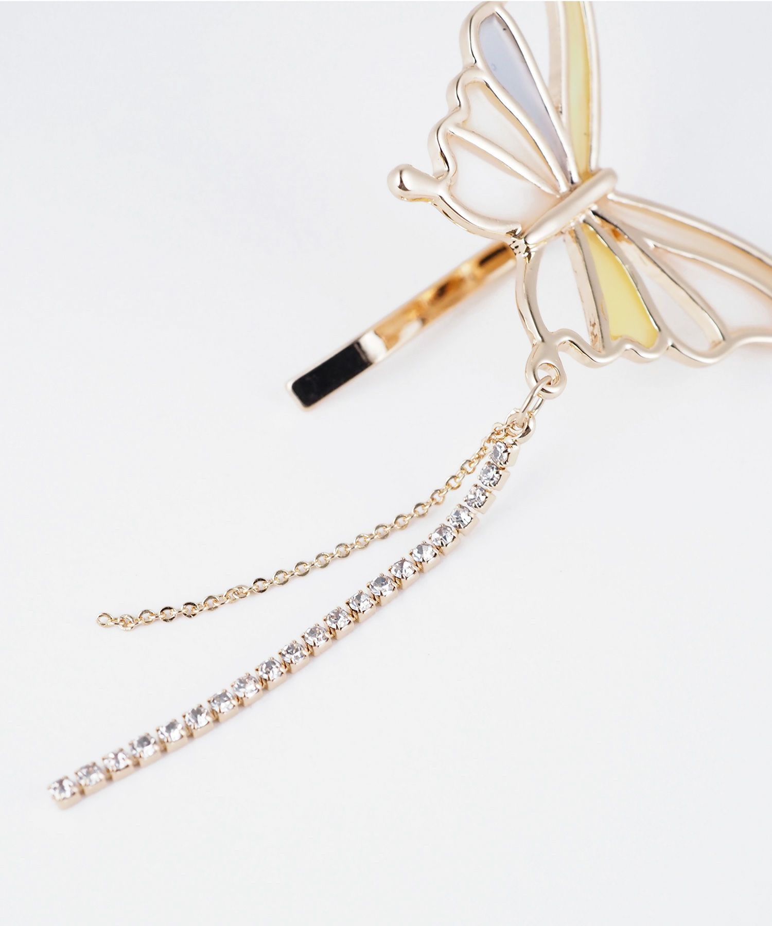 バタフライラインストーンチェーンポニーフック