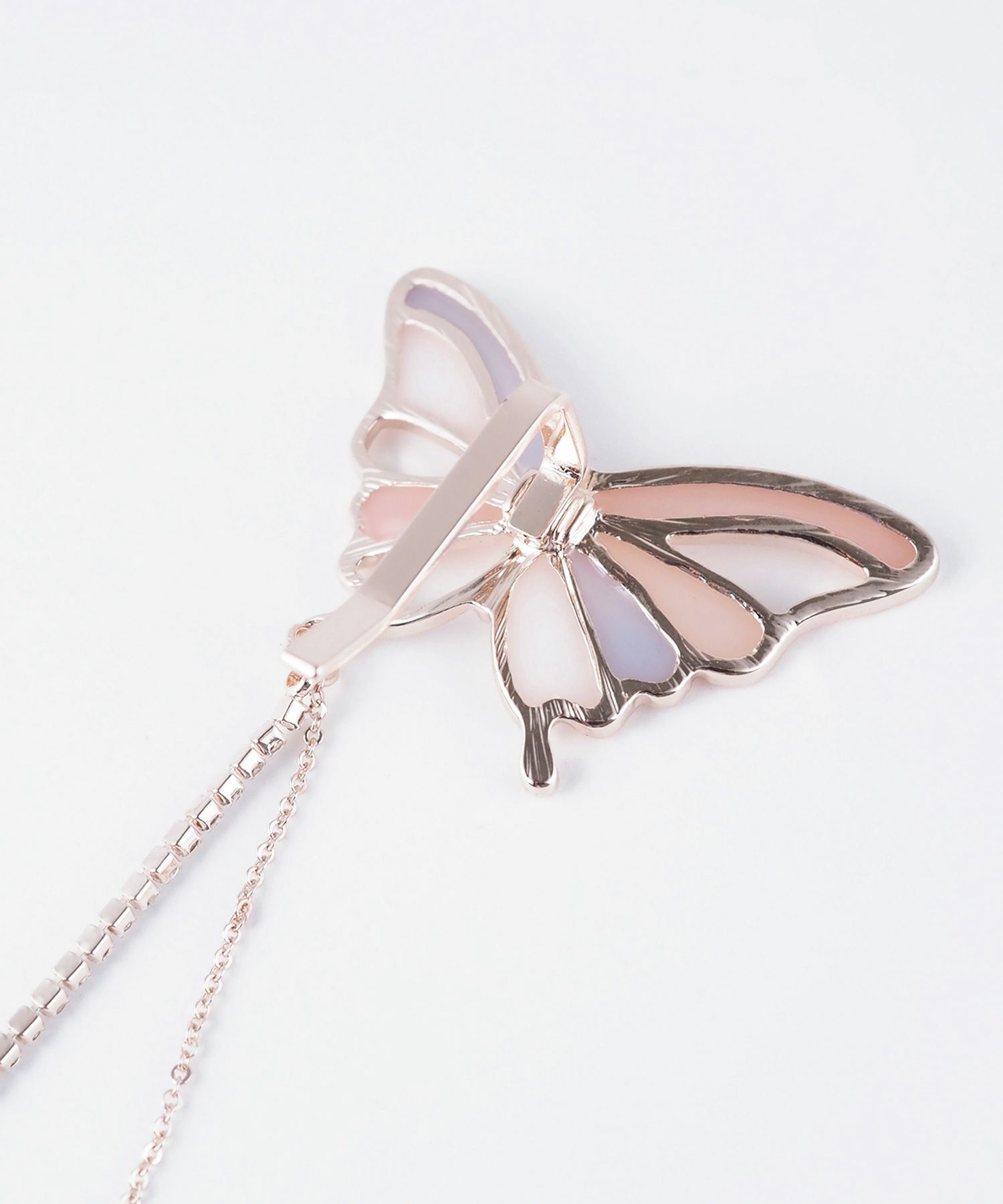 バタフライラインストーンチェーンポニーフック