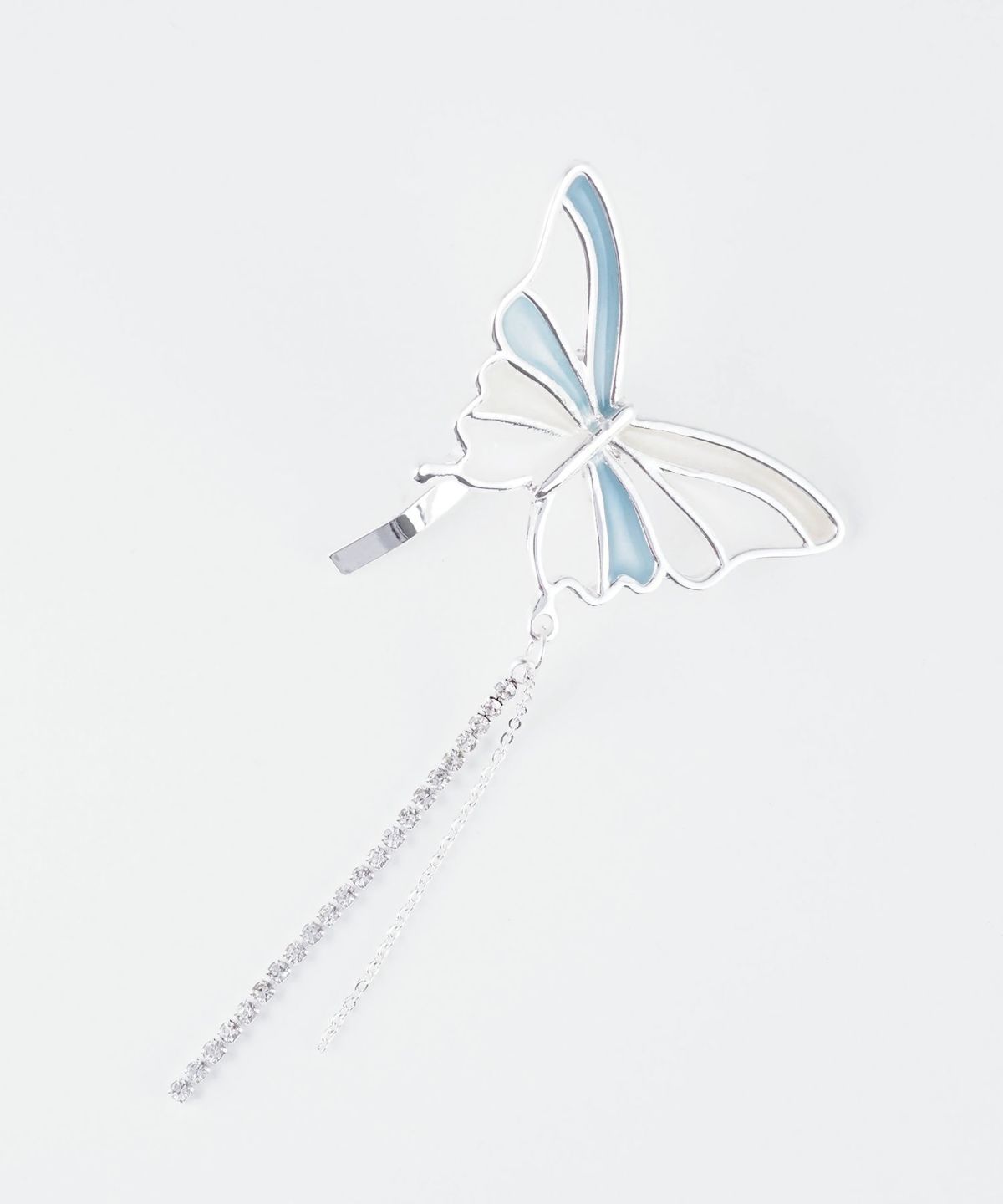 バタフライラインストーンチェーンポニーフック