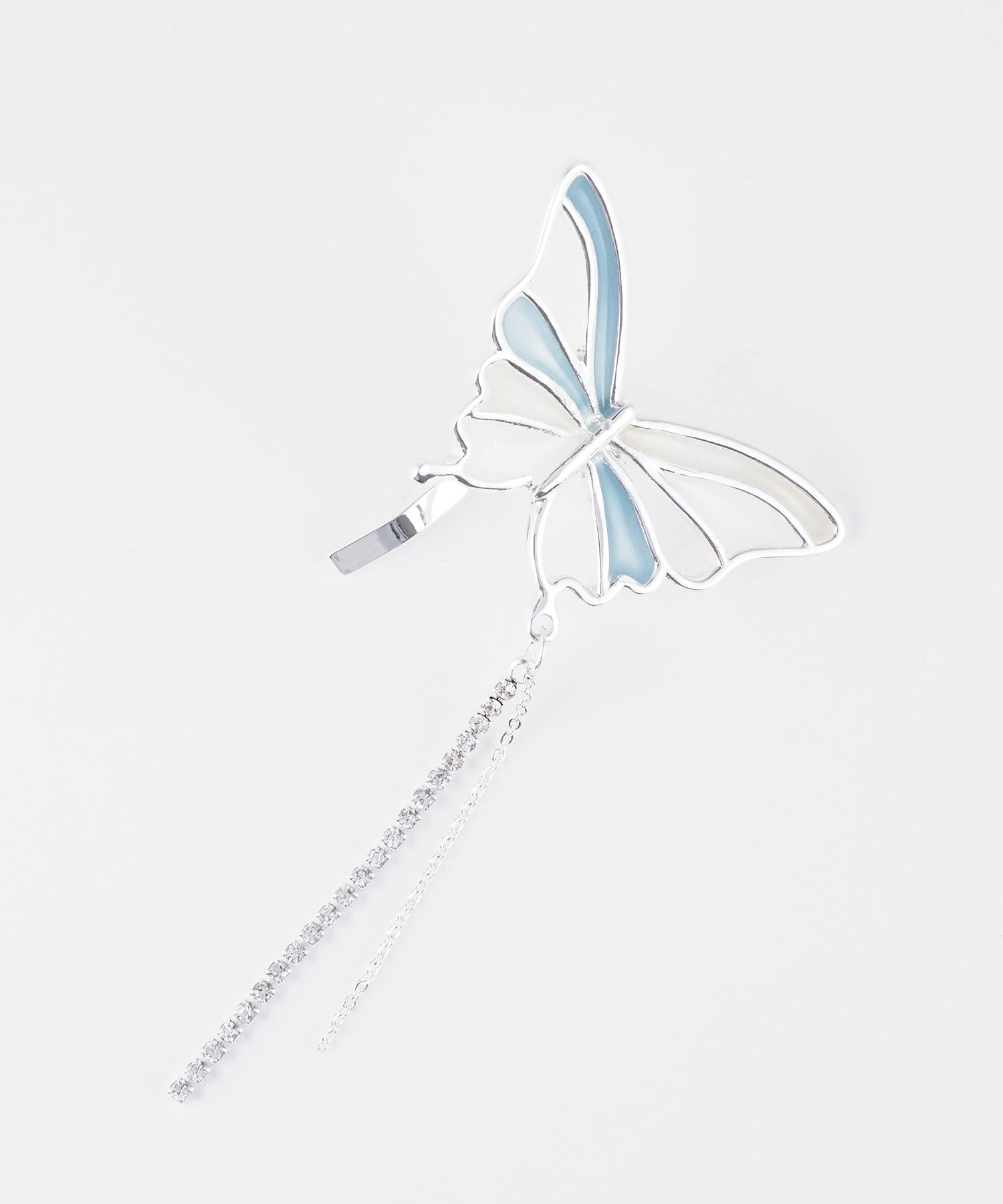 バタフライラインストーンチェーンポニーフック