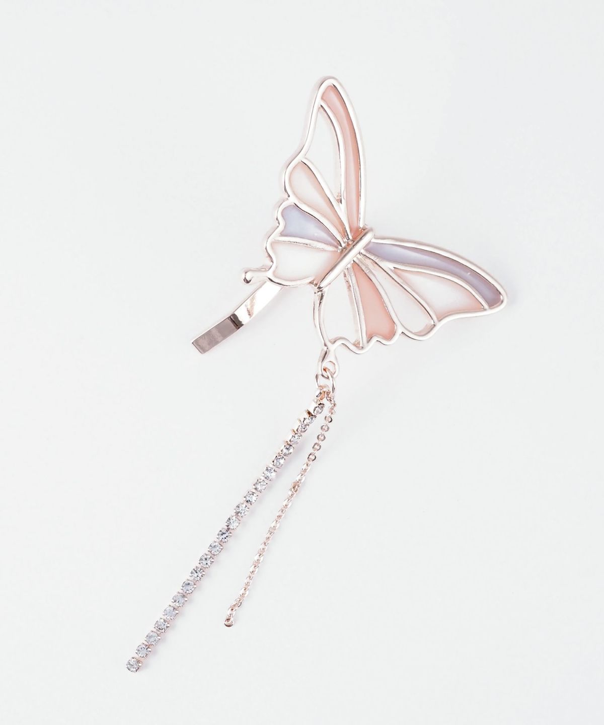 バタフライラインストーンチェーンポニーフック