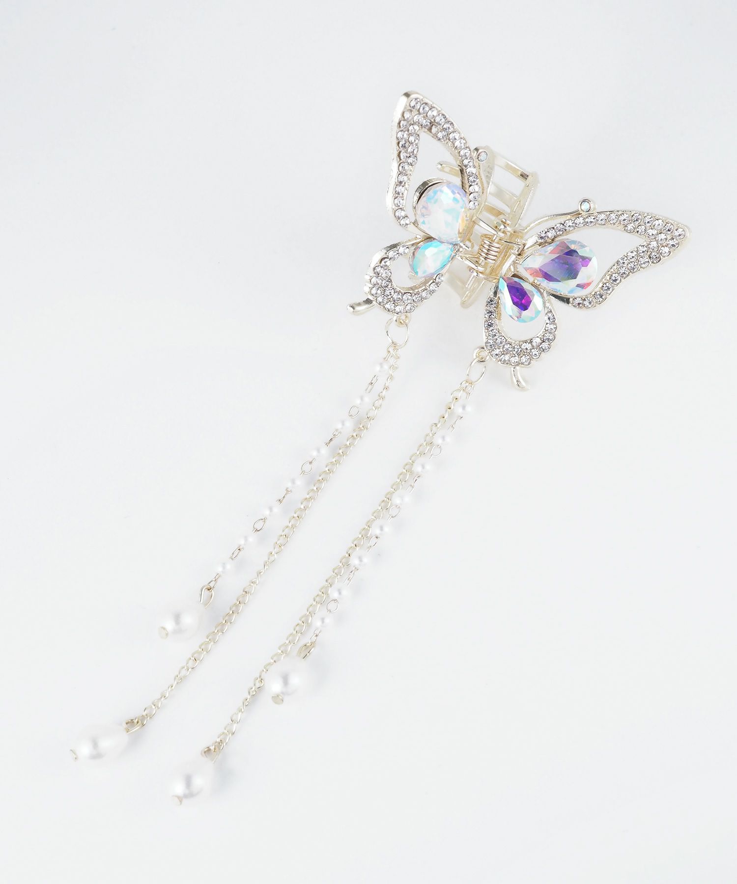 バタフライパールビジューバンスクリップ